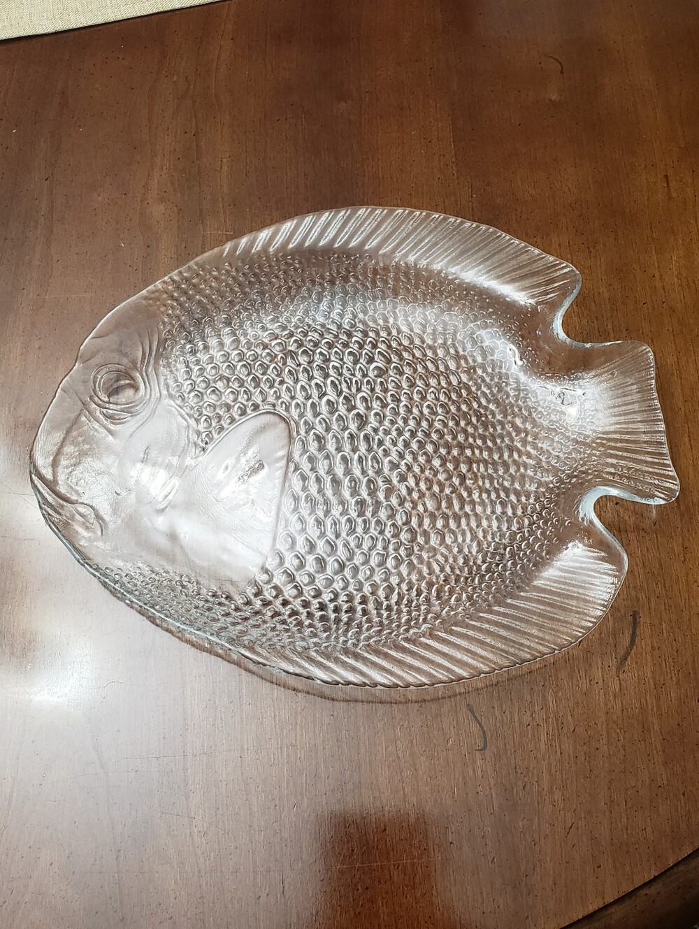Vintage 1970s Arcoroc France Clear Glass Fish Plate/ Serving Dish